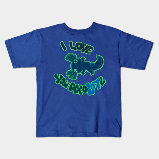I LOVE YOU AXOLOTL  black mud puppy t-shirt Kids T-Shirt by KO-of-the-self